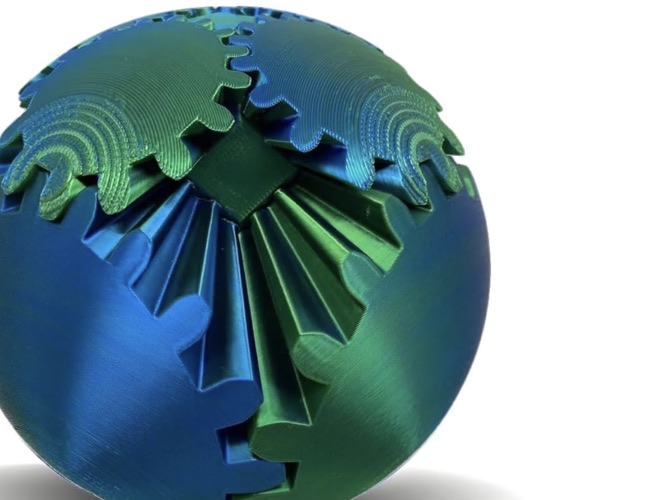 3D printed kinetic gear sphere sculpture reference for 3D printing